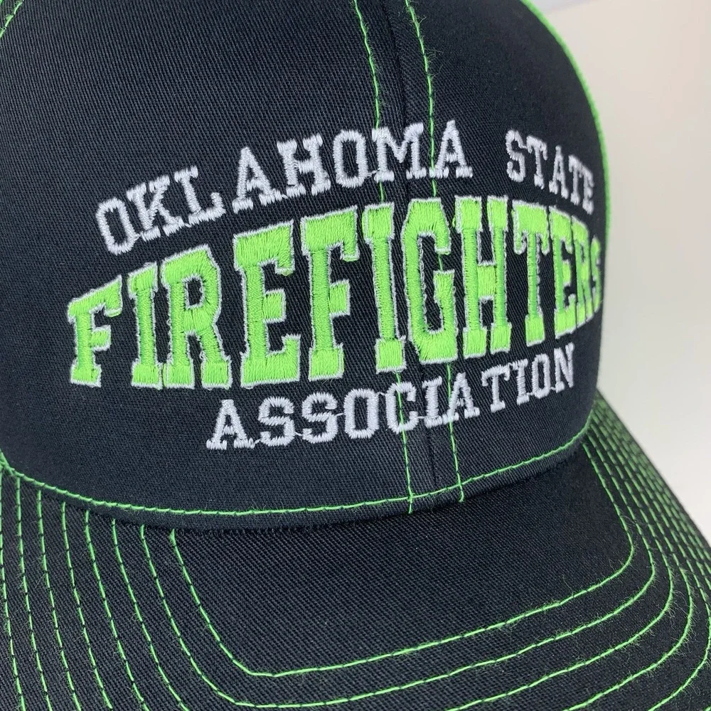 Oklahoma State Firefighters Association Hat Green Mesh Pacific 104c Snapback Cap